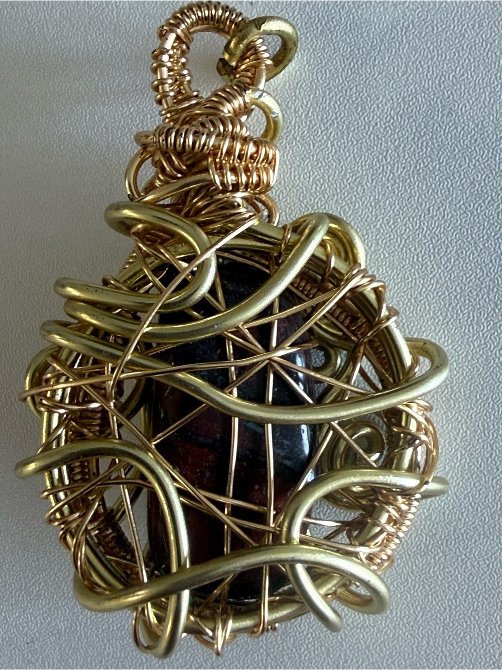 Handcrafted Wire-Wrapped Rhodonite Pendant – Approx. 3” - Picture 8 of 8